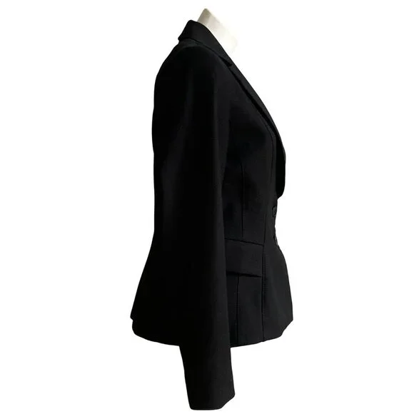 White House Black Market Signature Black Double-Button Closure Blazer, Size 10 - Picture 4 of 11